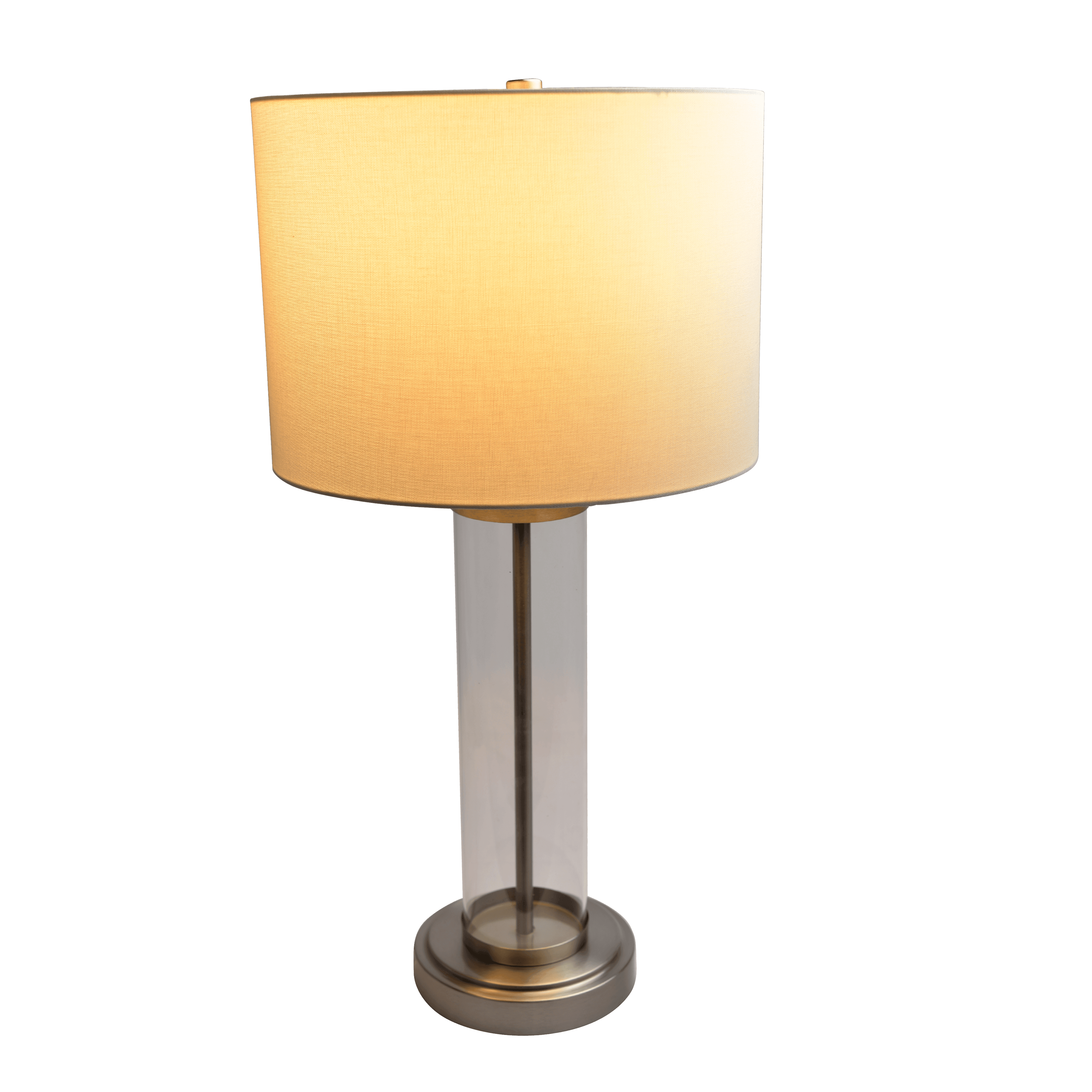 Gemstone Brushed Nickel Table Lamp with On/Off Switch Clear Glass Body  Metal Base