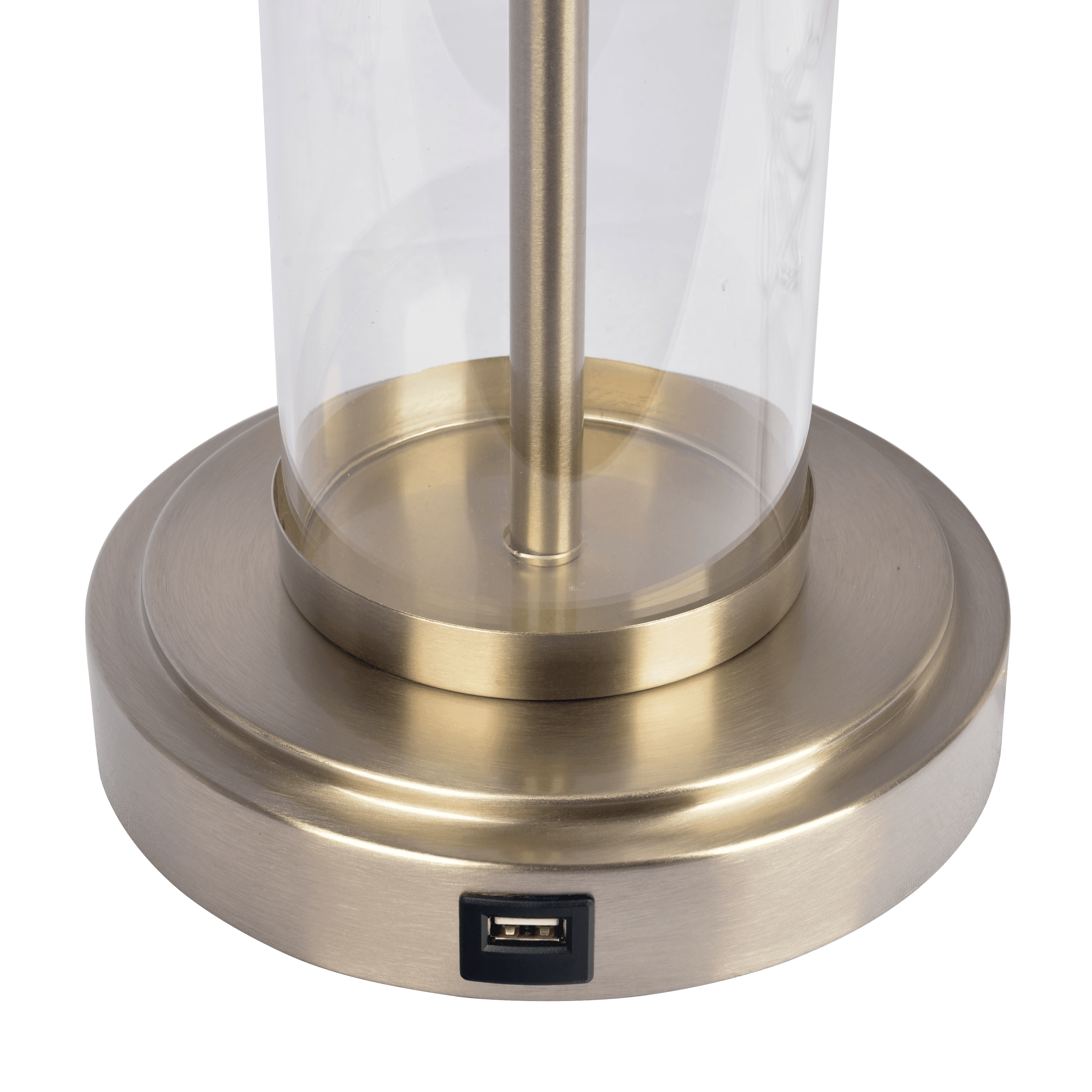 Gemstone Brushed Nickel Table Lamp with On/Off Switch Clear Glass Body  Metal Base