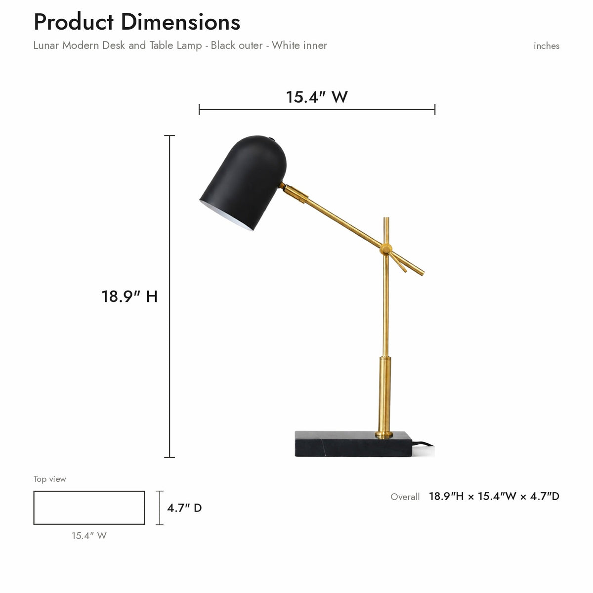 Product dimensions diagram