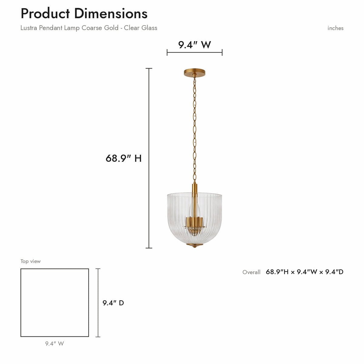 Product dimensions diagram