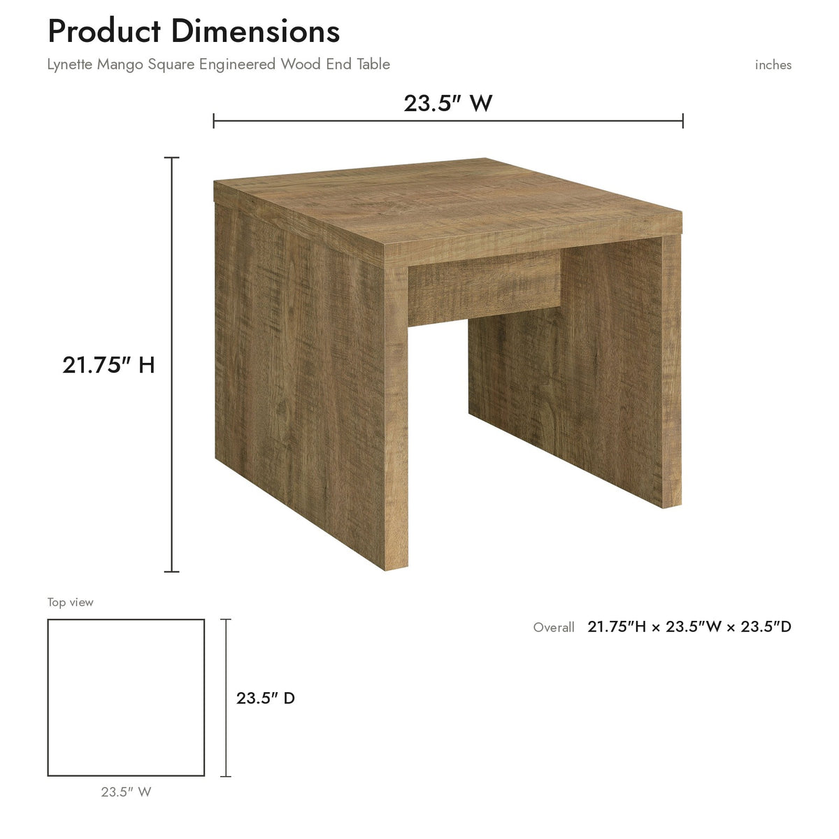 Product dimensions diagram