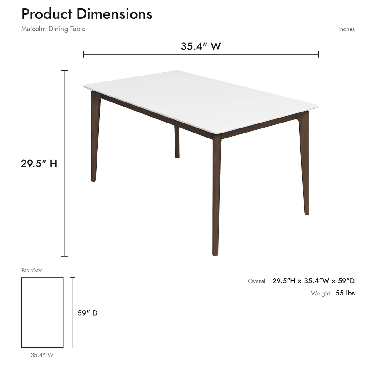 Product dimensions diagram