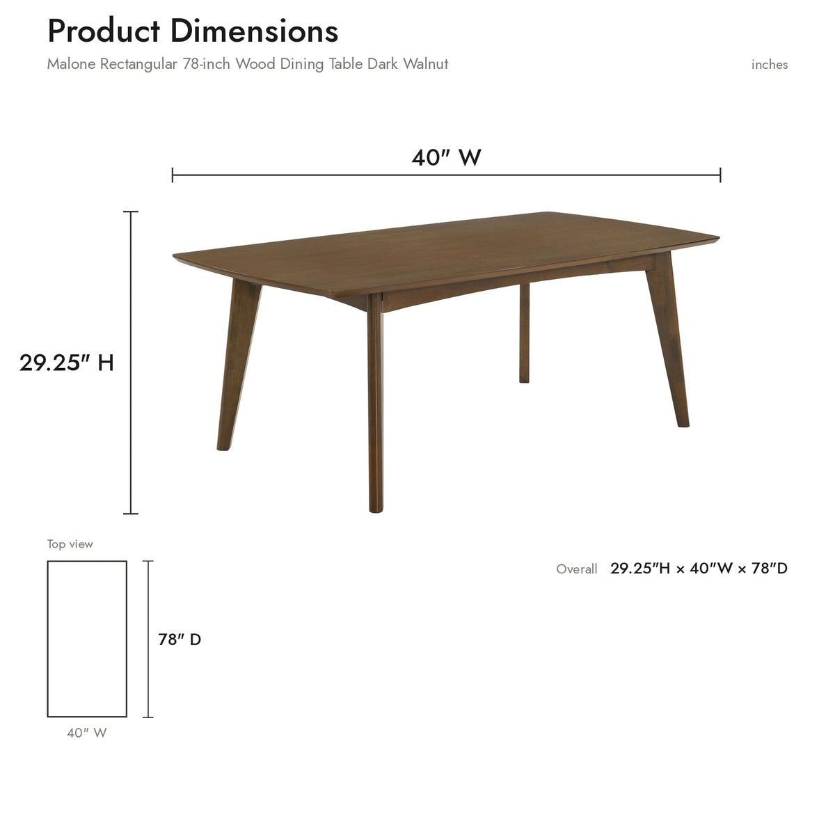 Product dimensions diagram