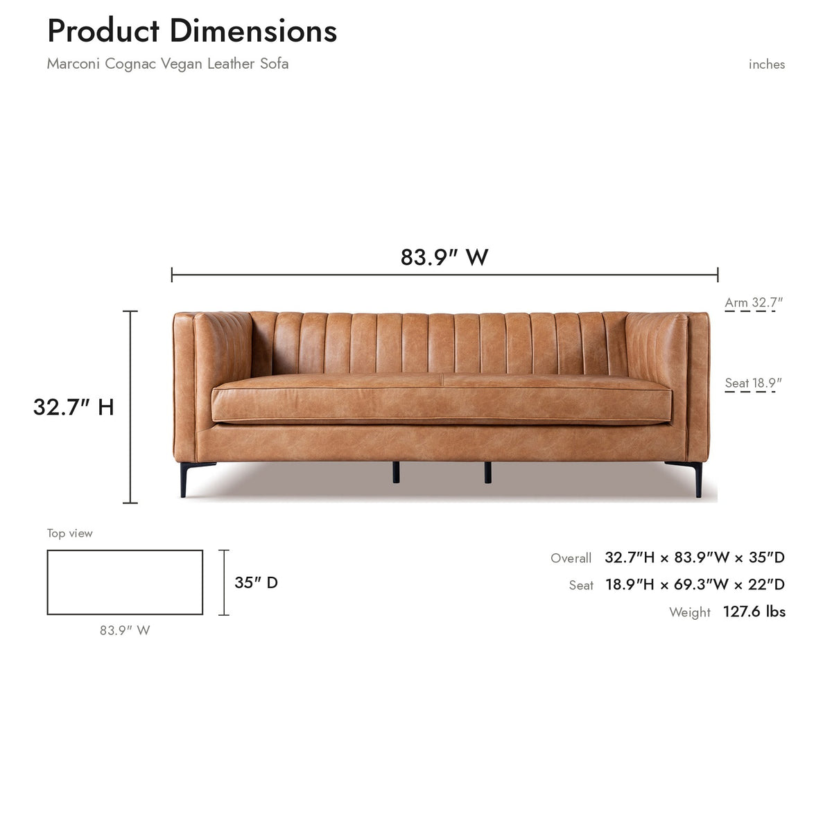 Product dimensions diagram