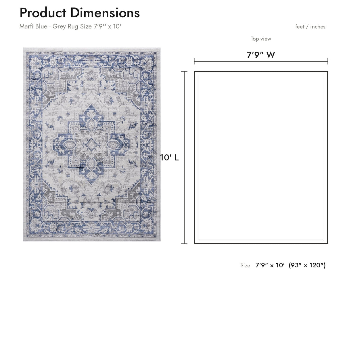 Product dimensions diagram