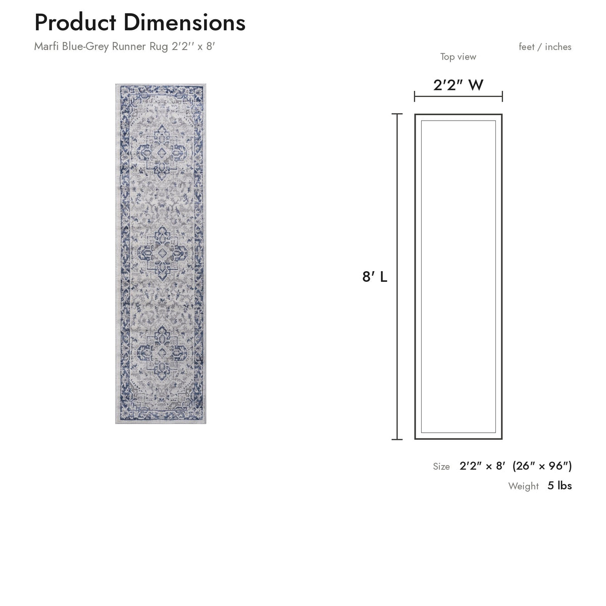 Product dimensions diagram