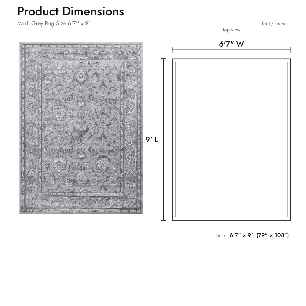 Product dimensions diagram