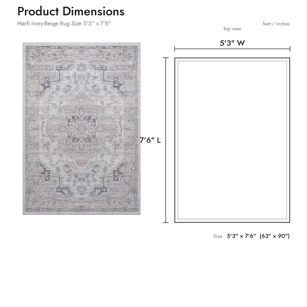 Product dimensions diagram