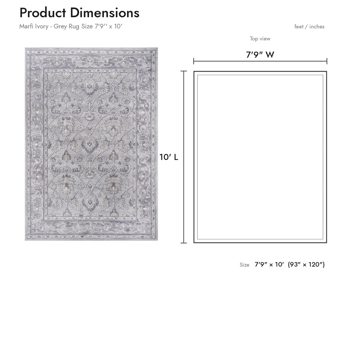 Product dimensions diagram