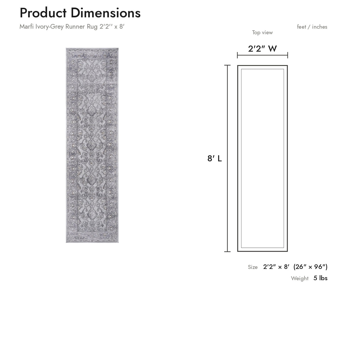 Product dimensions diagram