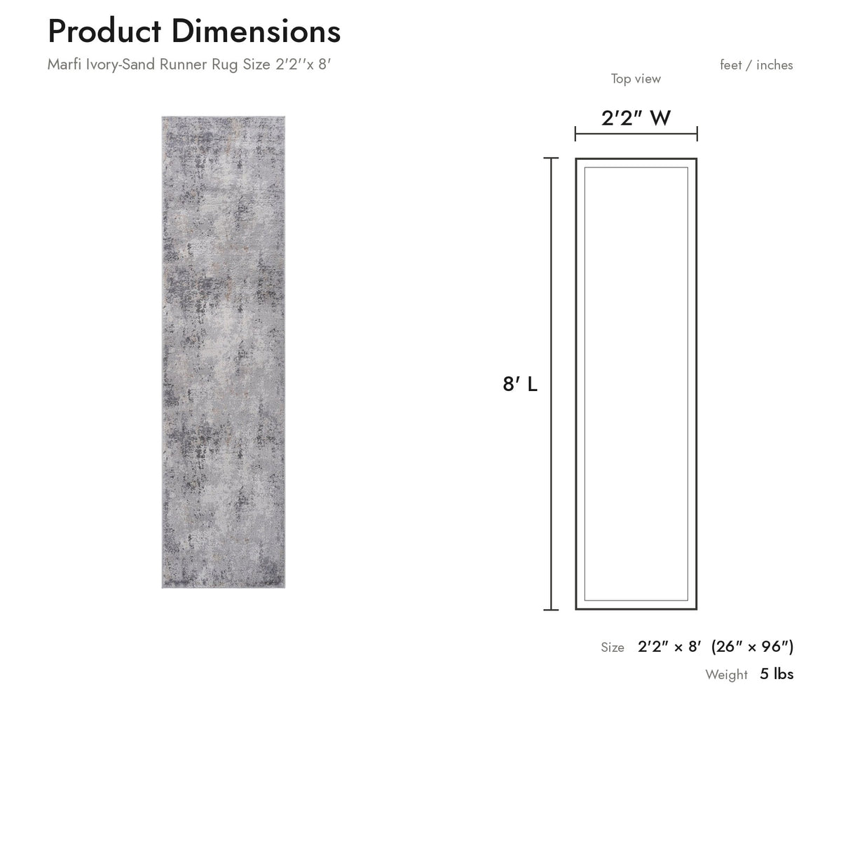 Product dimensions diagram