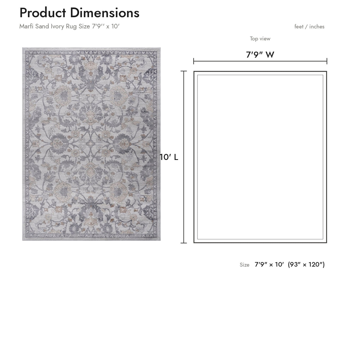 Product dimensions diagram