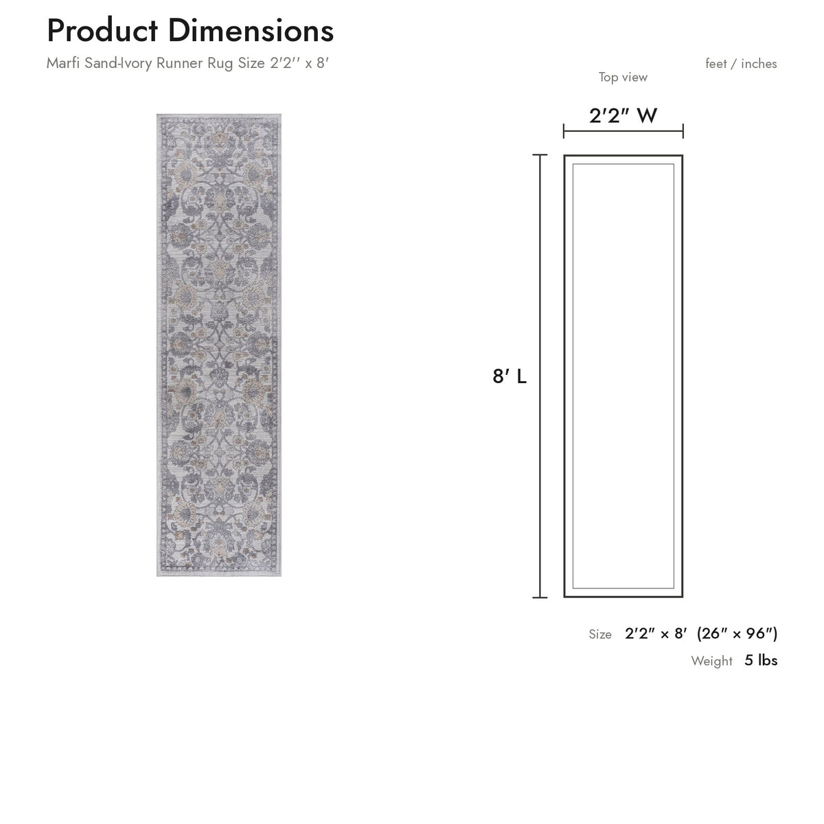 Product dimensions diagram