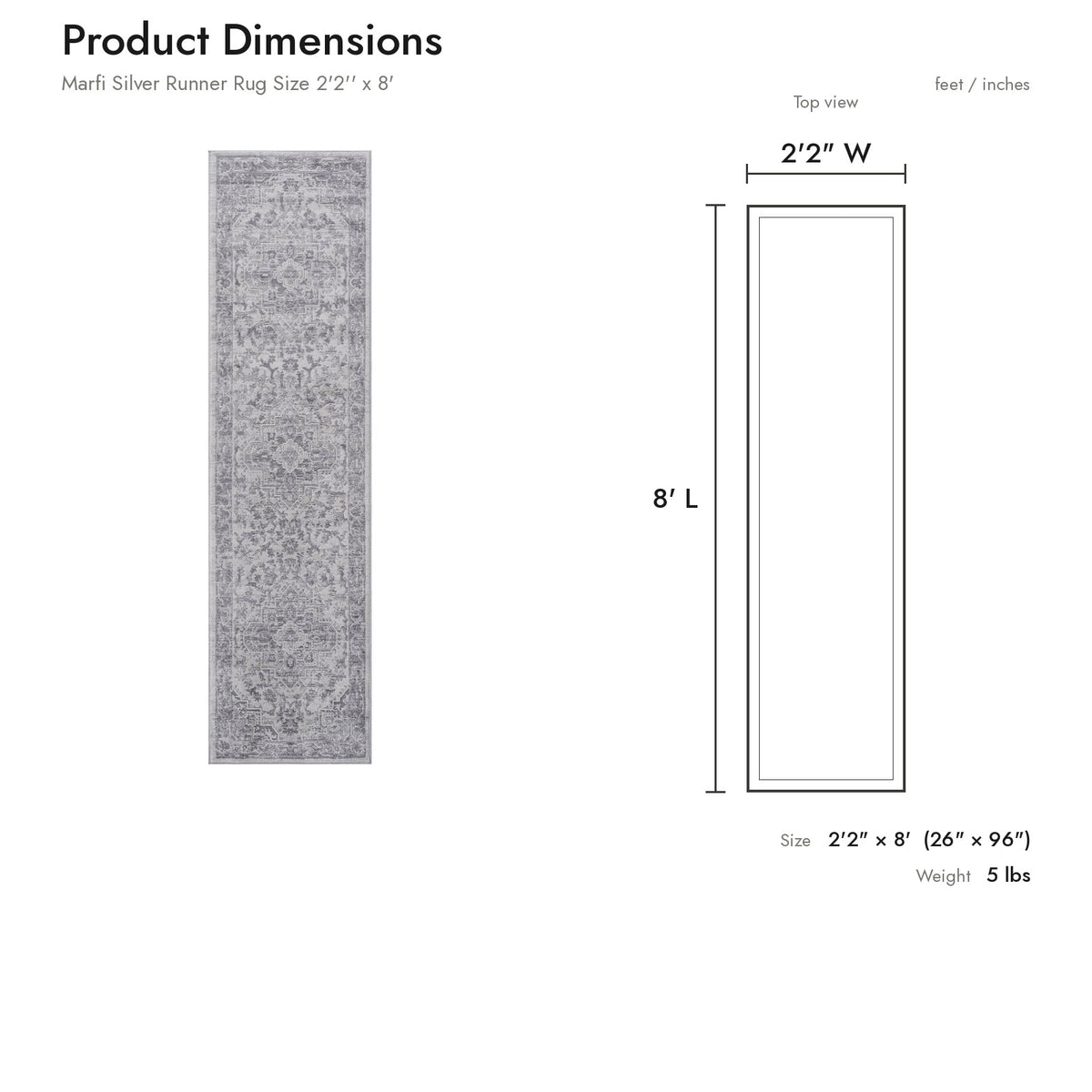 Product dimensions diagram