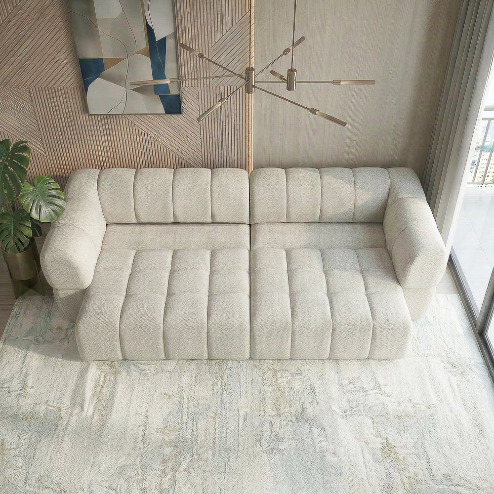 Revel Light Brown Chenille PWR Slider Sofa