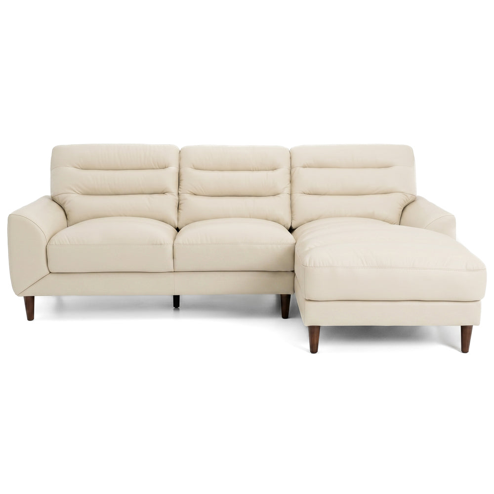 Barton Cream Leather Right Facing Sectional Sofa