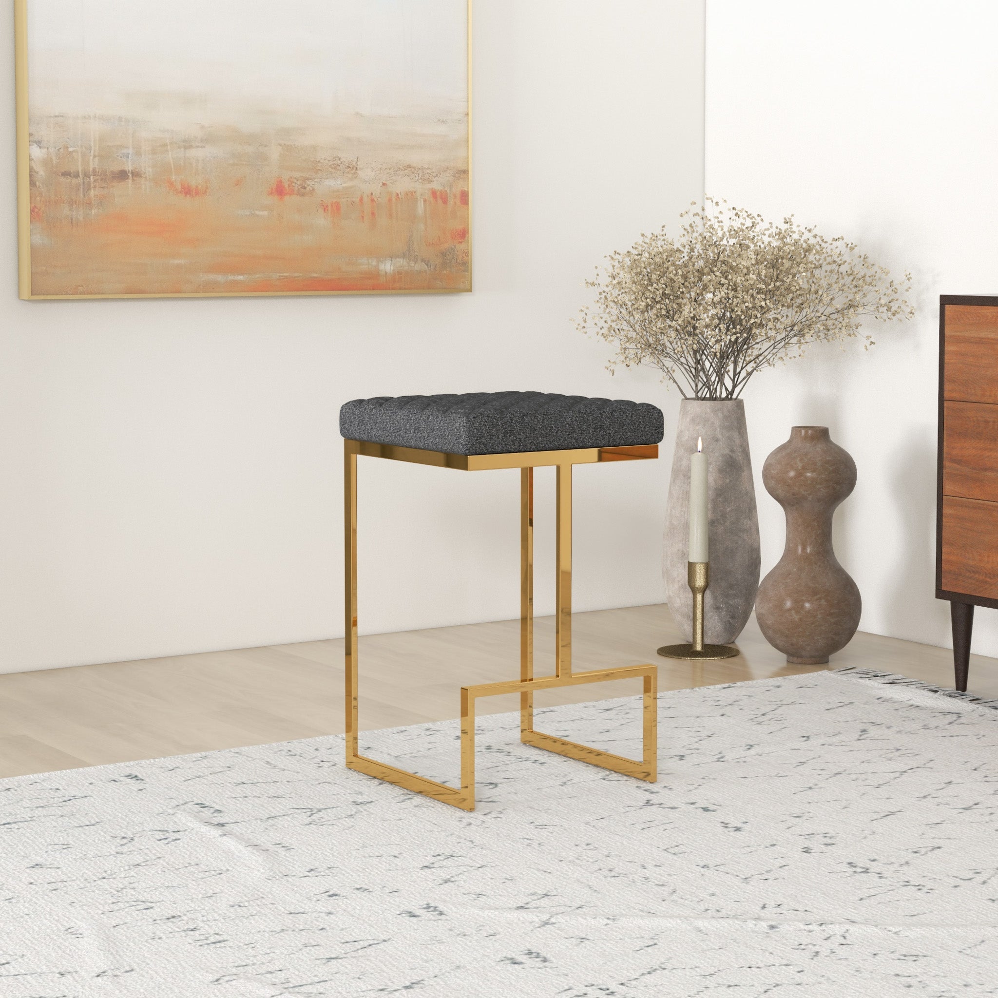 Felicia Grey Boucle Counter Stool