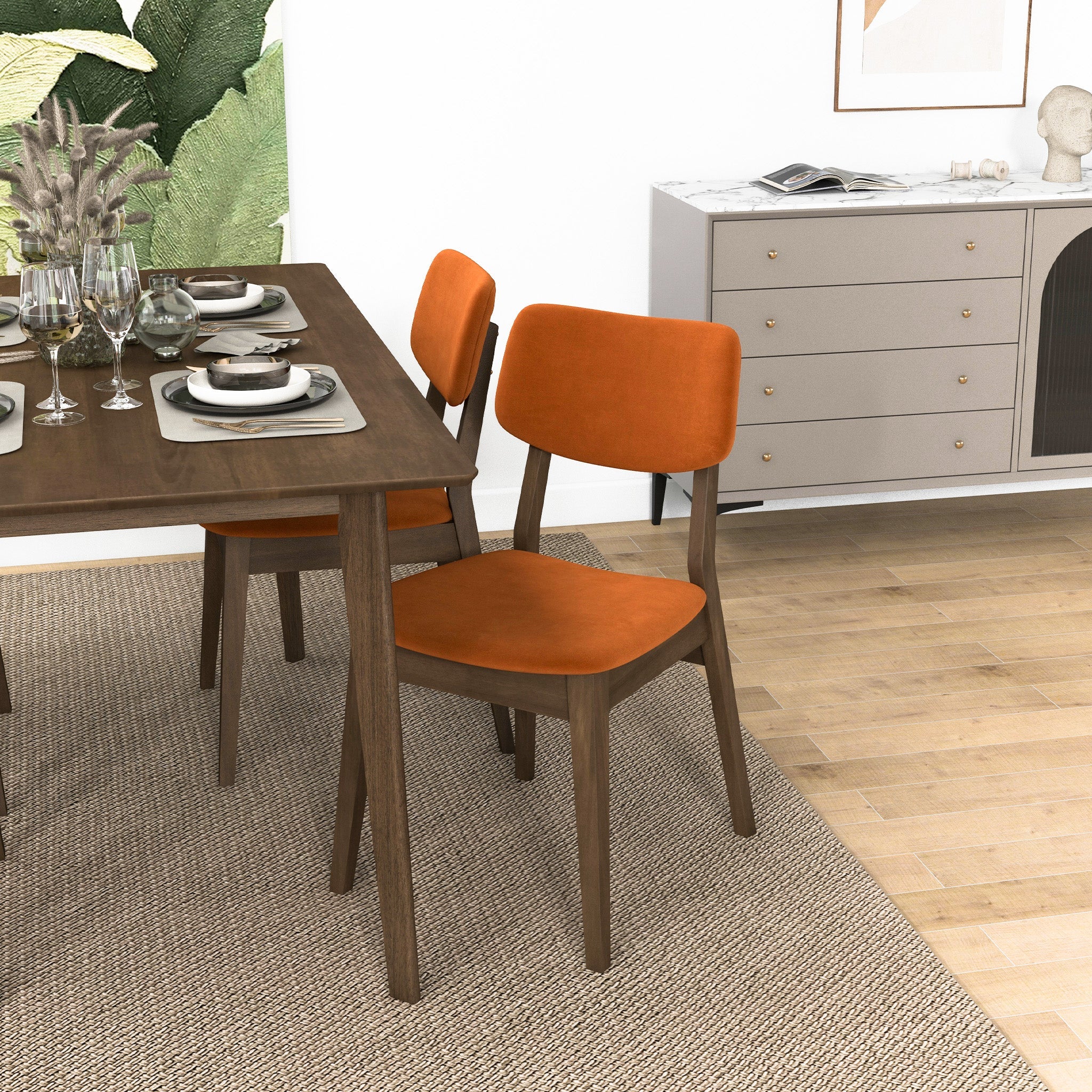 Abbott Burnt Orange Velvet Dining Chair - Set of 2