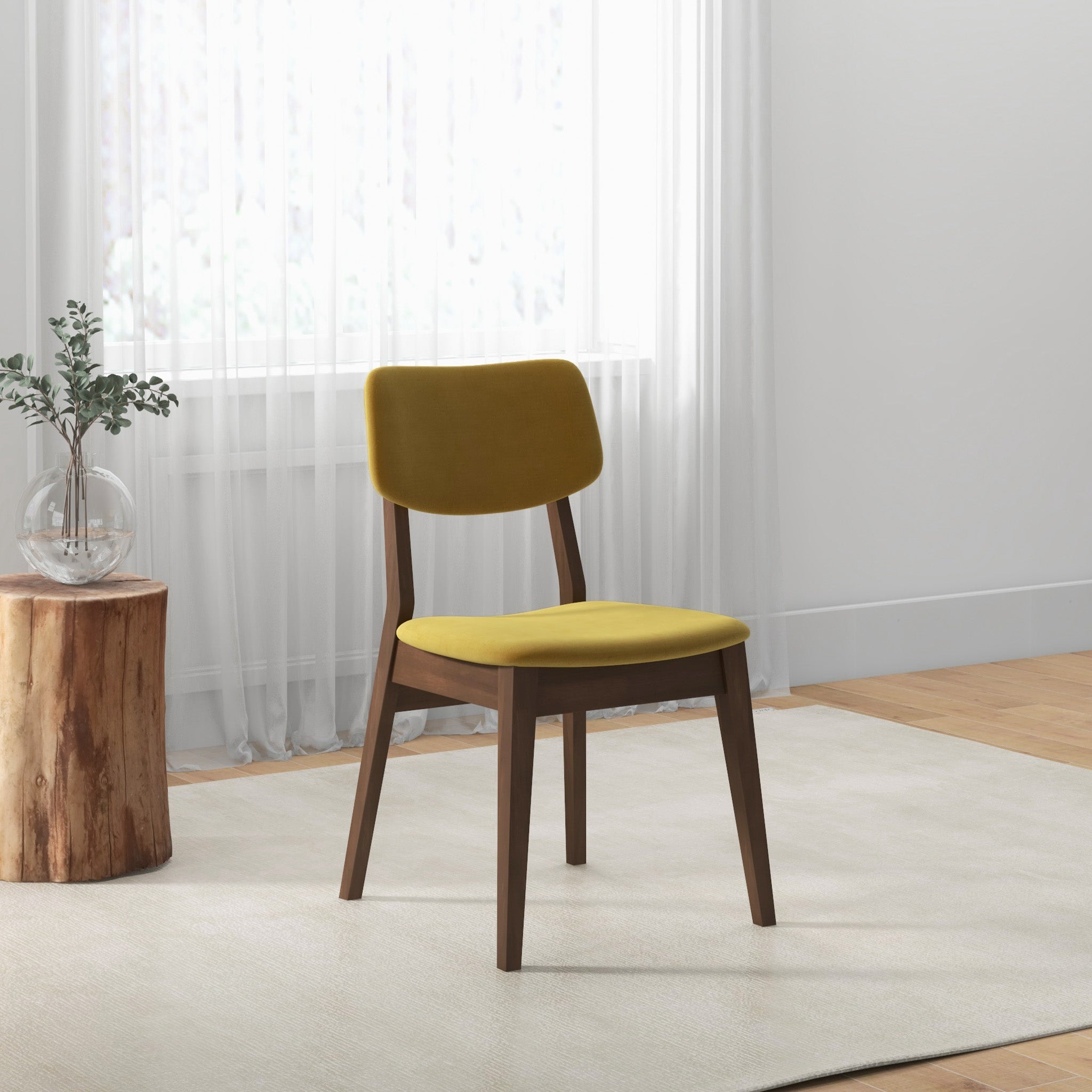 Abbott Dark Yellow Velvet Dining Chair Set of 2