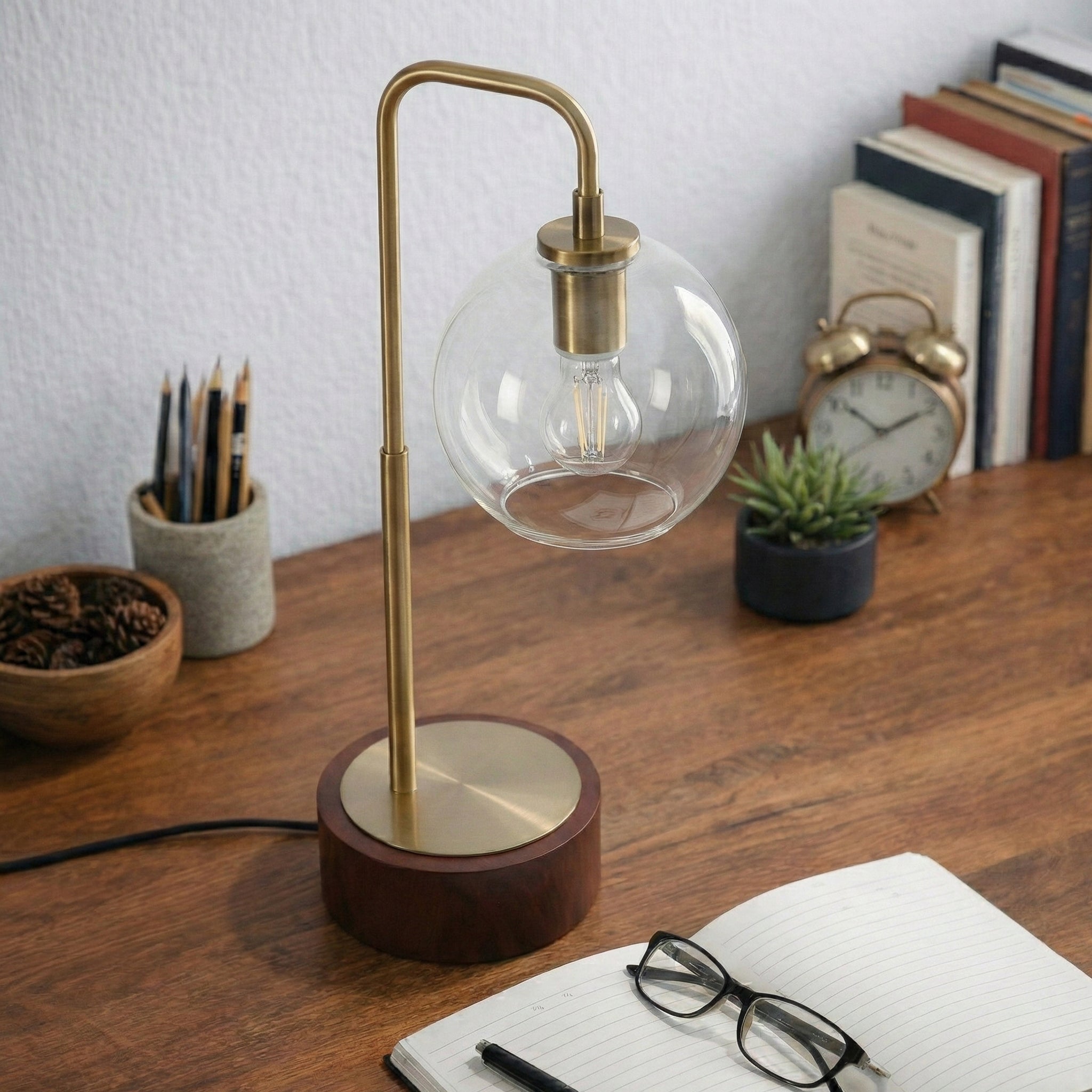 Aether Simple Glass Globe Arched Table Lamp