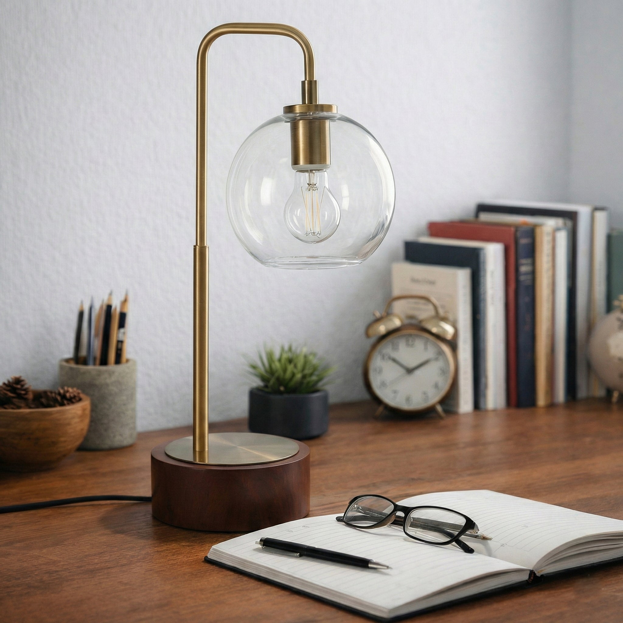 Aether Simple Glass Globe Arched Table Lamp