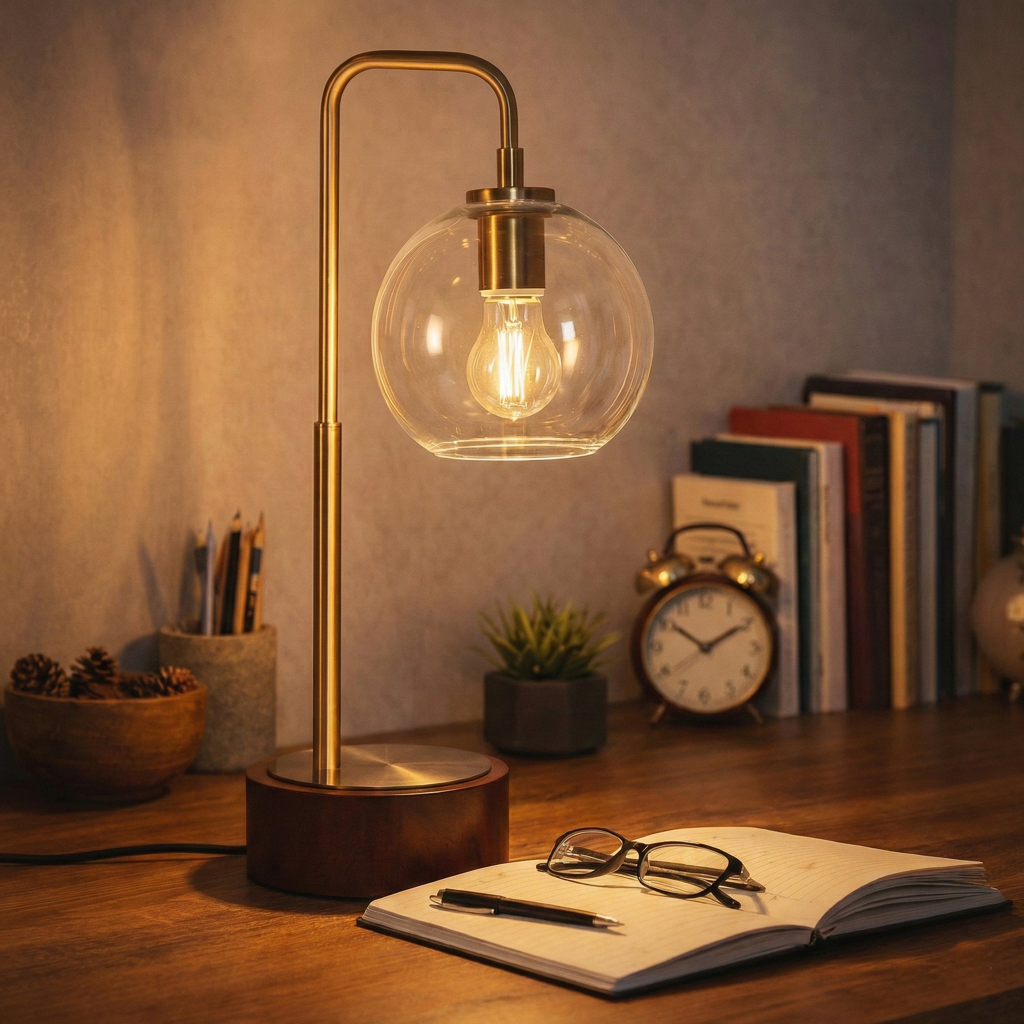 Aether Simple Glass Globe Arched Table Lamp