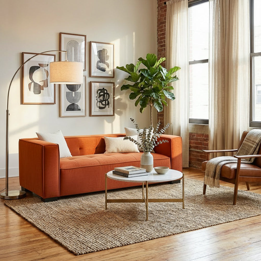 Alameda Burnt Orange Velvet Sofa
