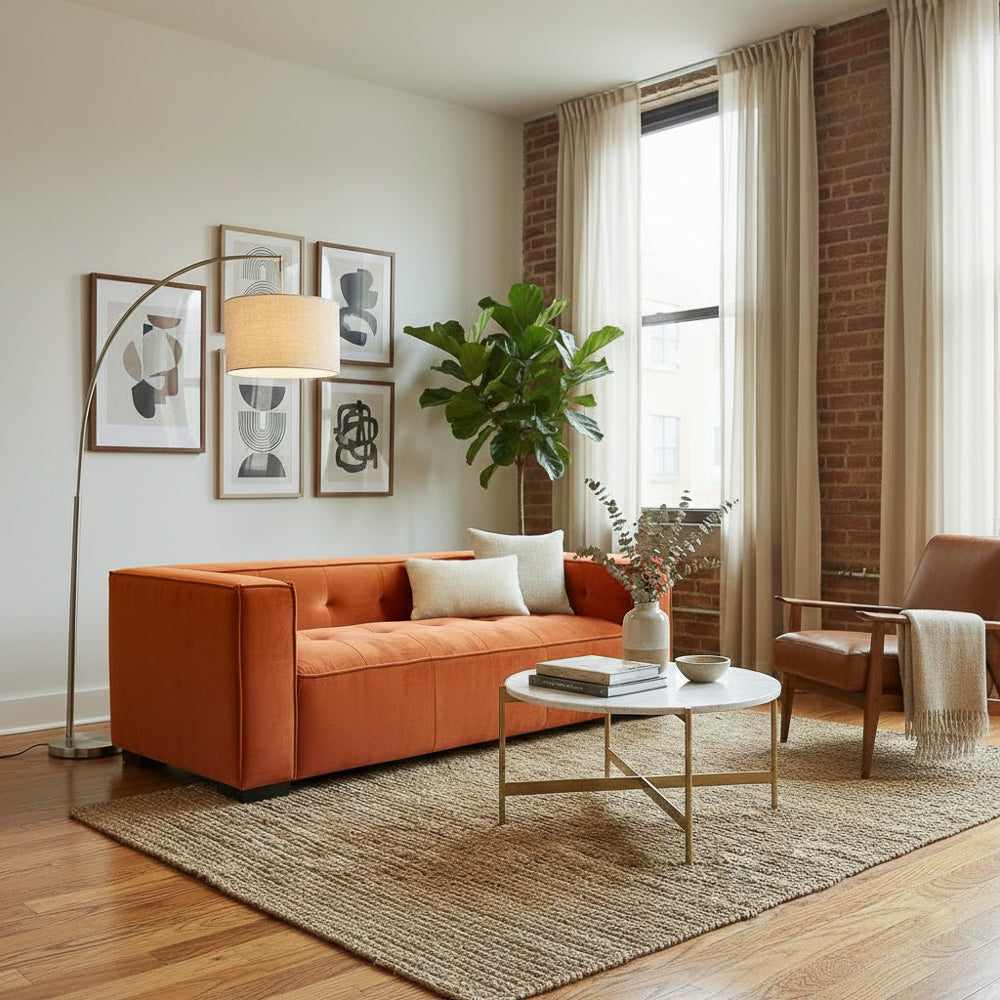 Alameda Burnt Orange Velvet Sofa