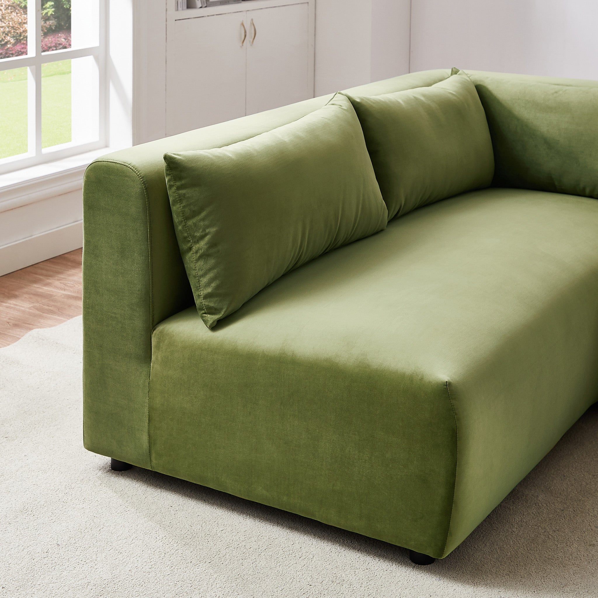 Albany Olive Green Velvet Modular Corner Sectional Sofa