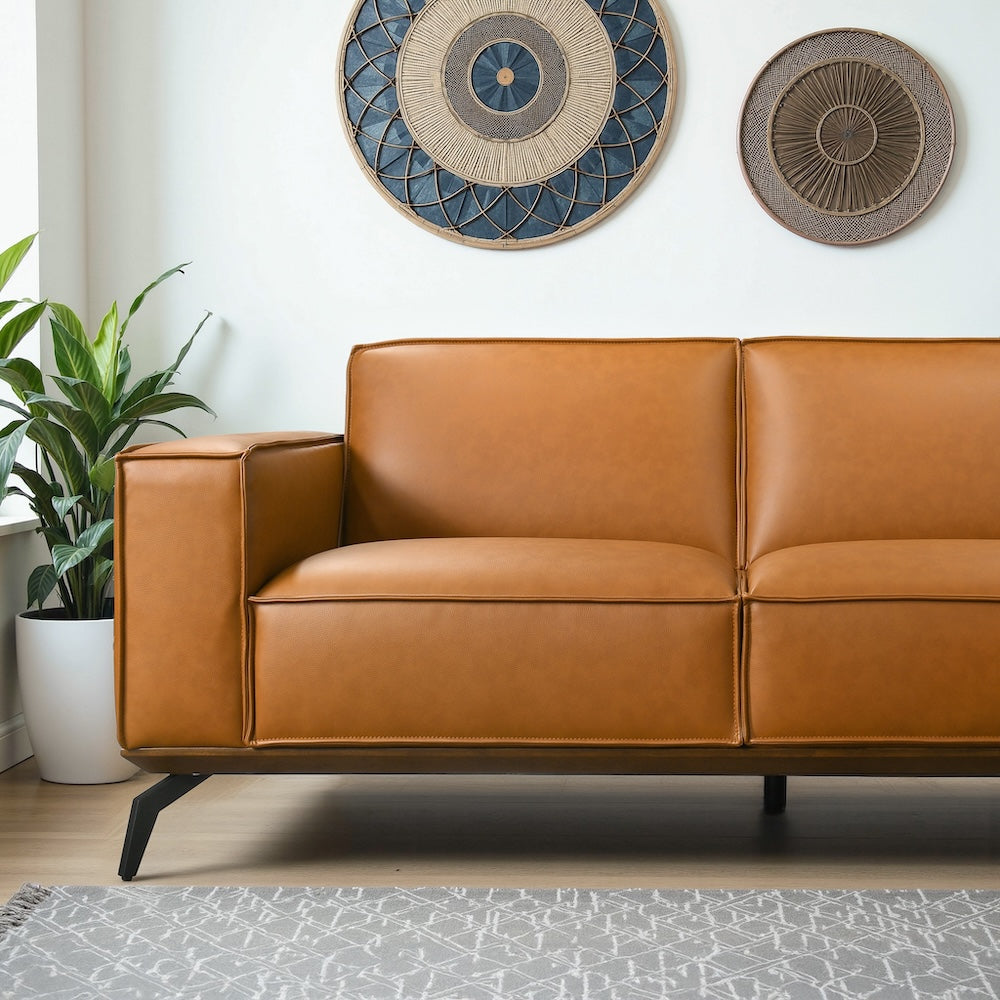 Alcott Right-Facing Cognac Vegan Leather Sectional Sofa