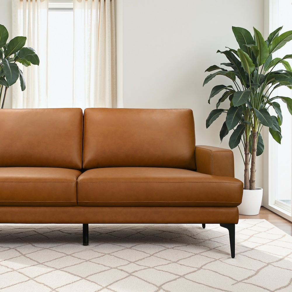 Alto Left-Facing Cognac Vegan Leather Sectional Sofa