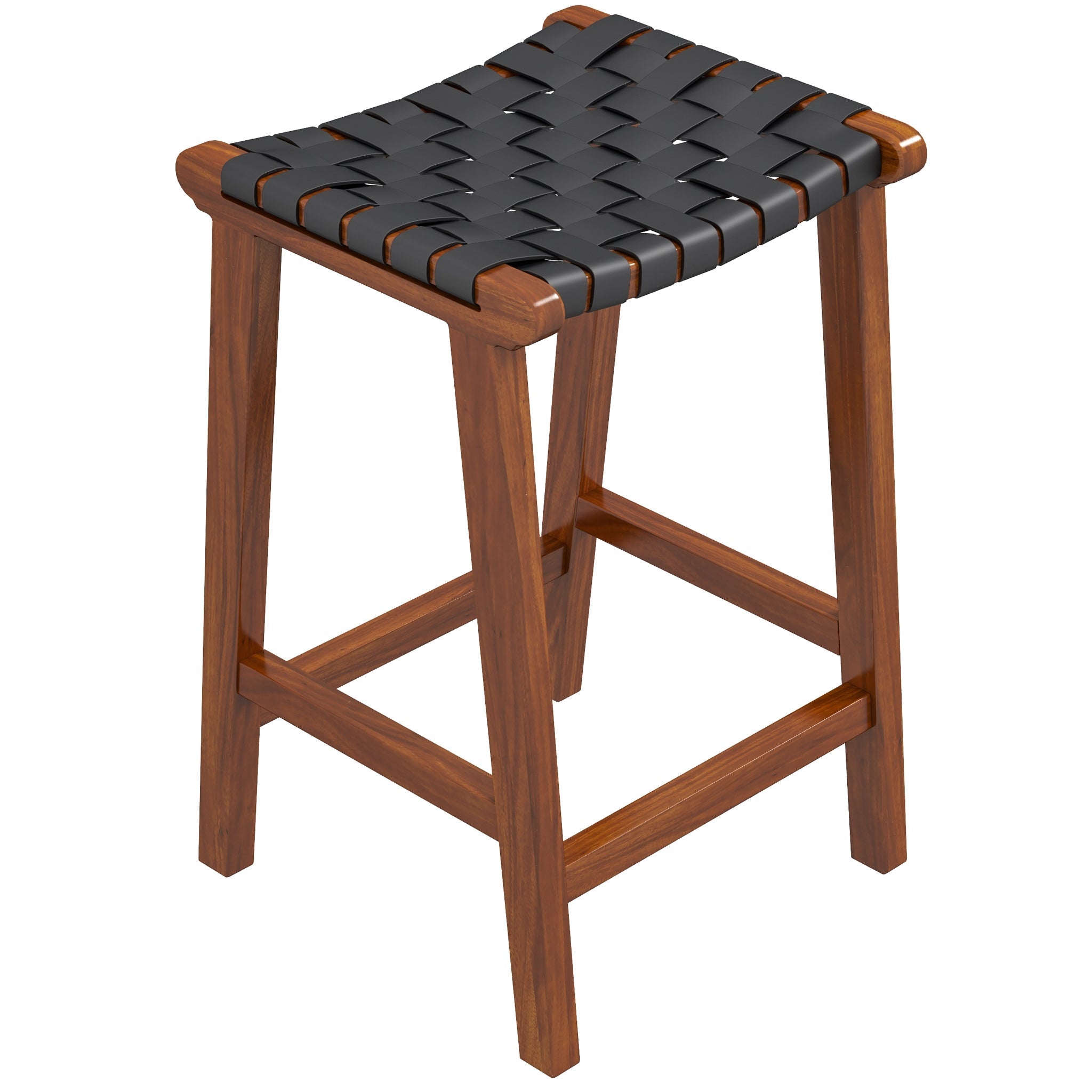 Andaman Black Leather Counter Stool