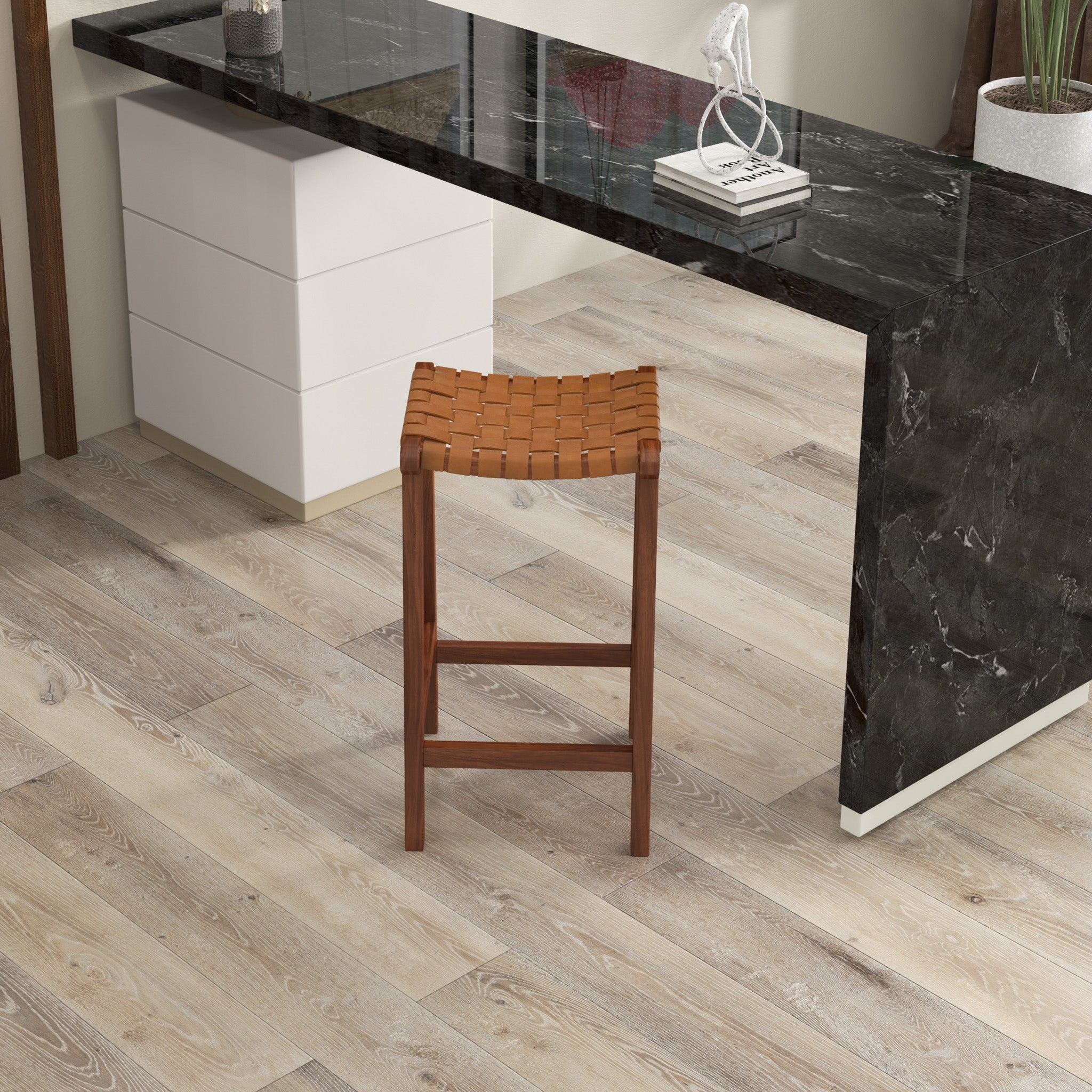 Andaman Tan Leather Bar Stool
