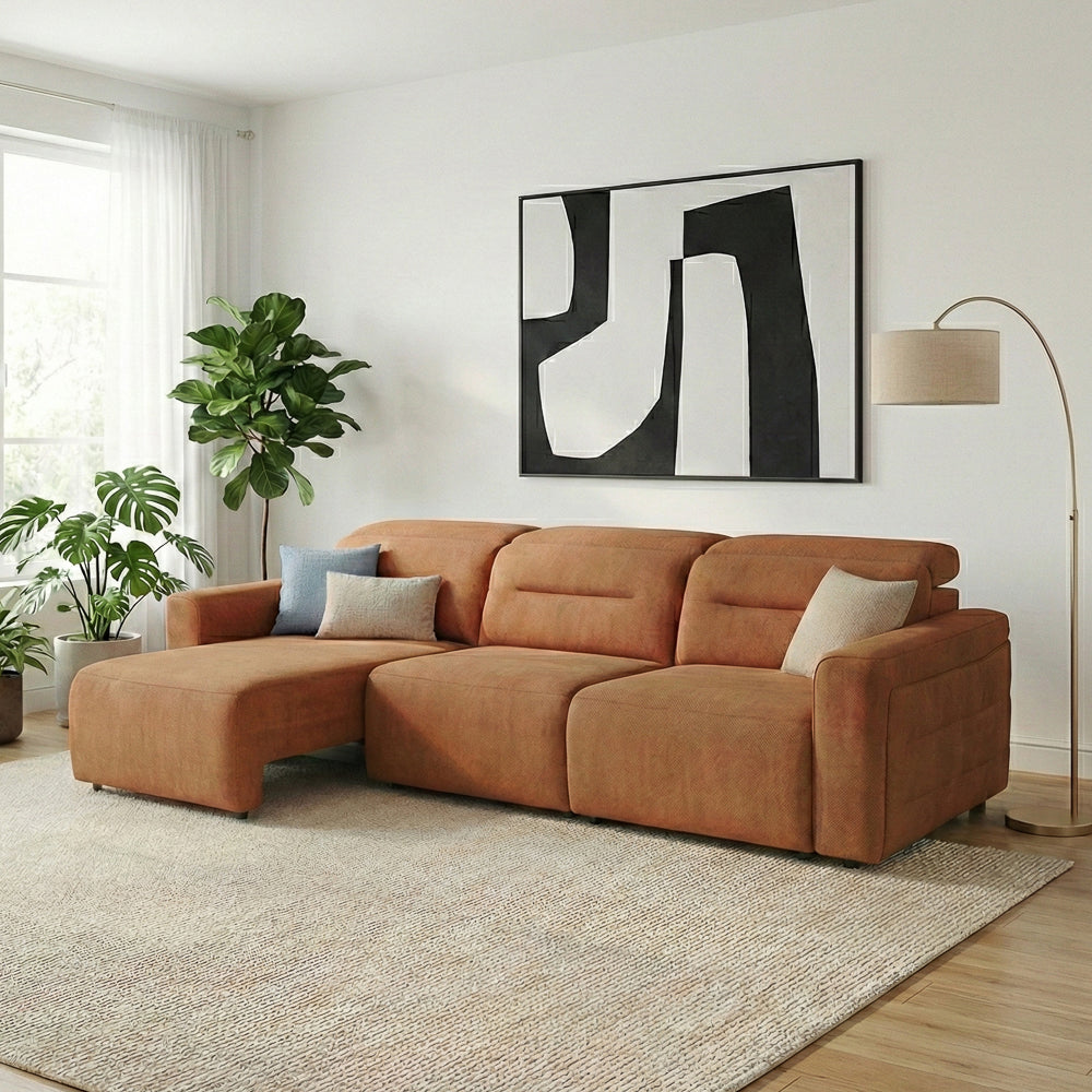 Archie Burnt Orange Fabric Power Slider Sofa