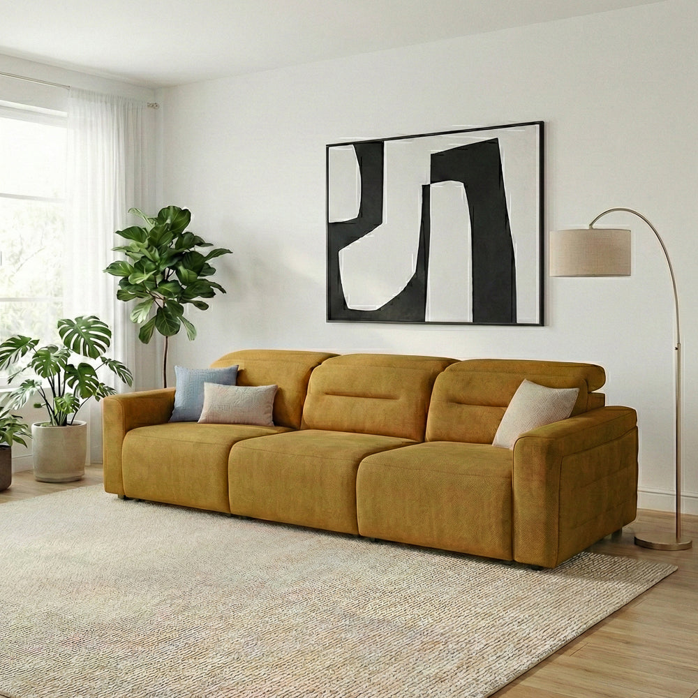 Archie Gold Fabric Power Slider Sofa
