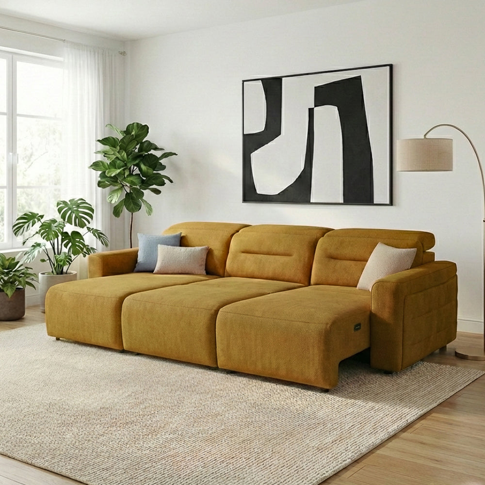 Archie Gold Fabric Power Slider Sofa