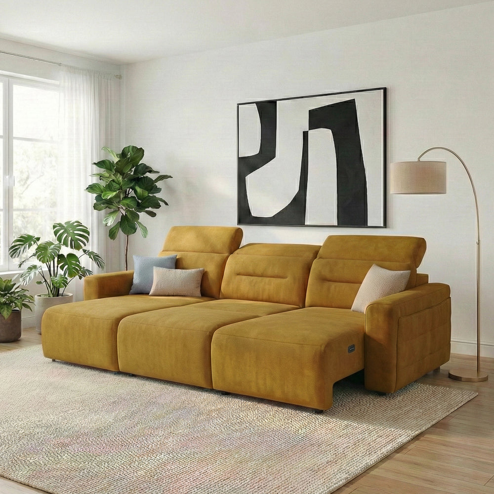 Archie Gold Fabric Power Slider Sofa