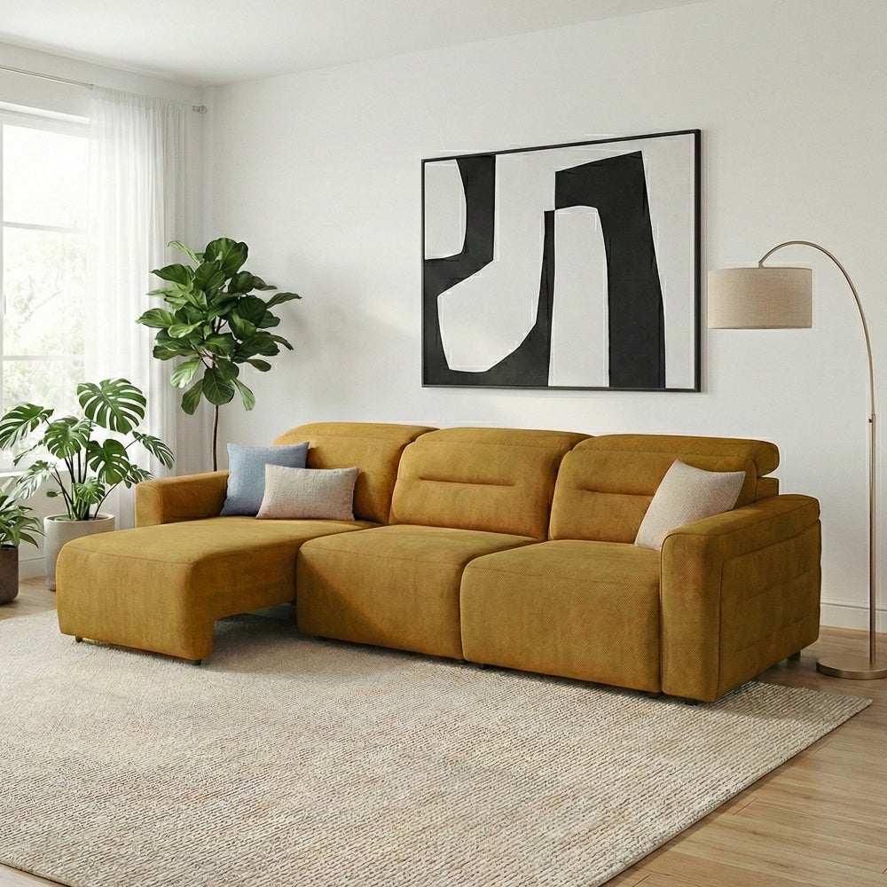 Archie Gold Fabric Power Slider Sofa
