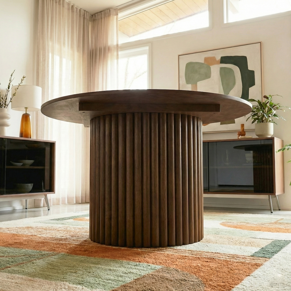 Ariel Walnut Round Dining Table