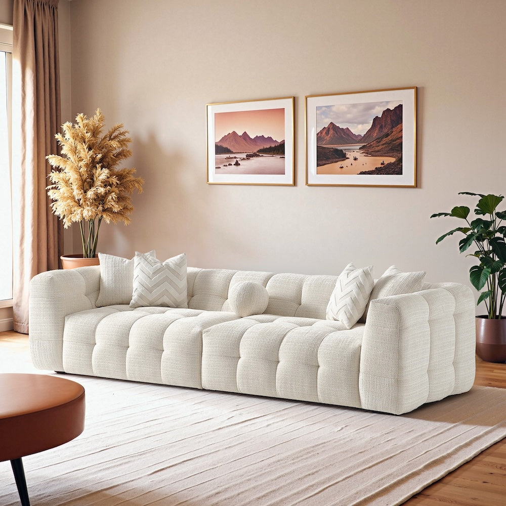 Aris Ivory Chenille Modular Sectional Sofa
