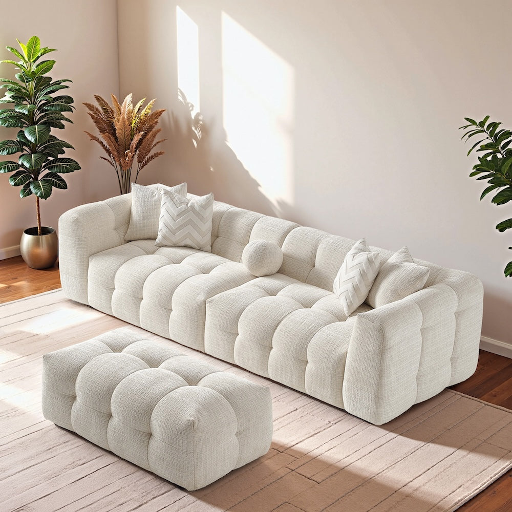 Aris Ivory Chenille Modular Sectional Sofa