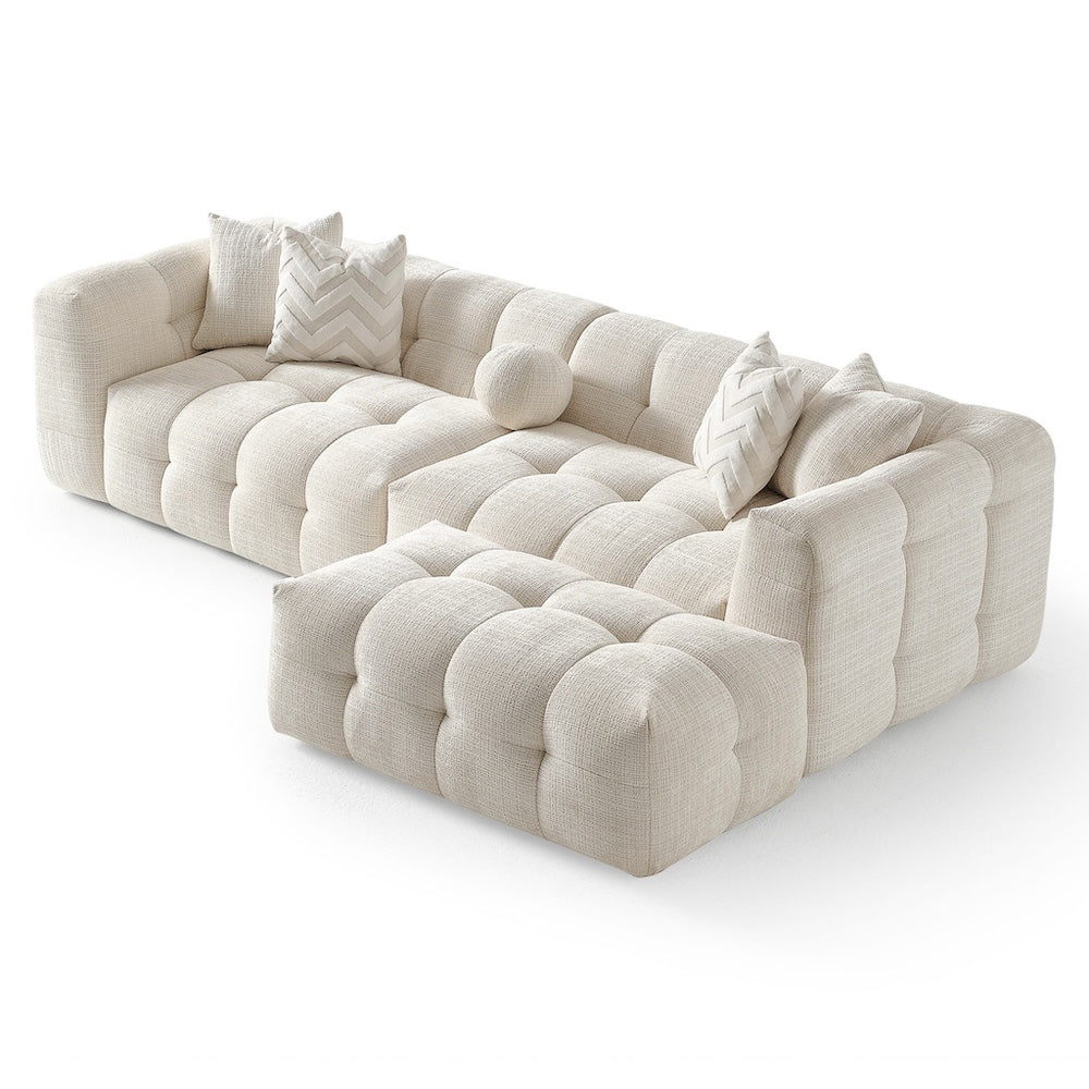 Aris Ivory Chenille Modular Sectional Sofa