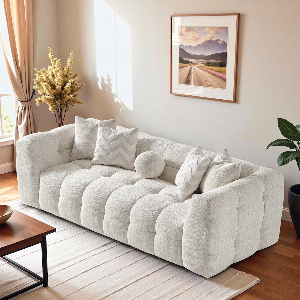 Aris Ivory Chenille Sofa