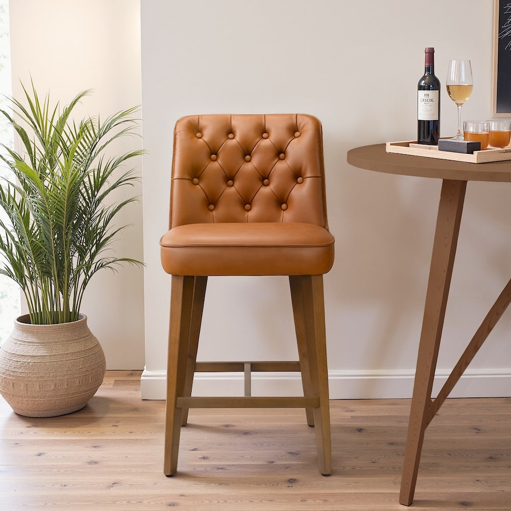 Arlo Cognac Vegan Leather Counter Stool