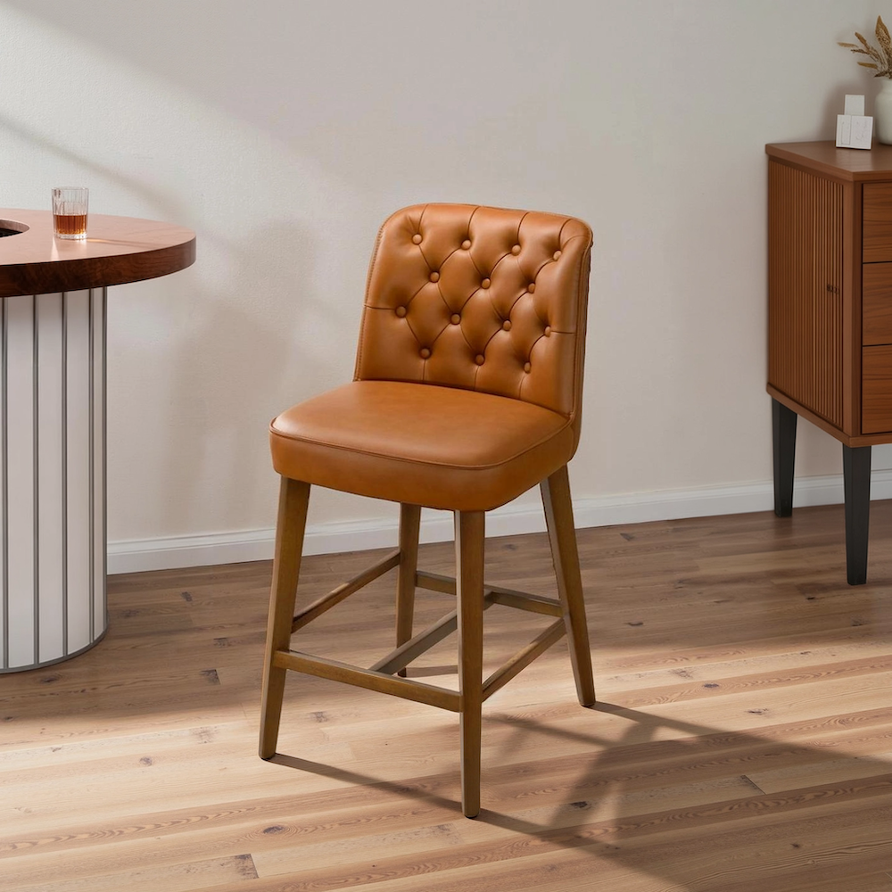 Arlo Cognac Vegan Leather Counter Stool