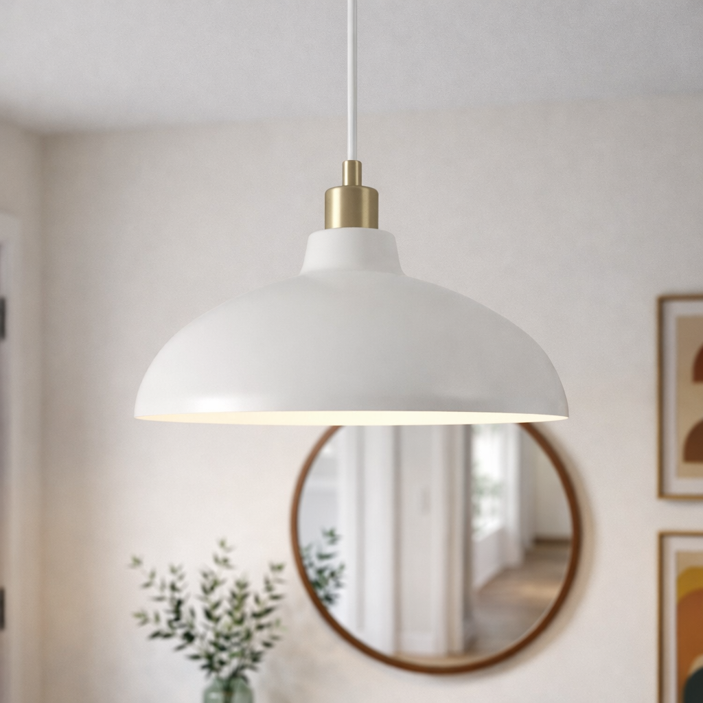 Astral Single Light White Pendant Lamp for Kitchen Island