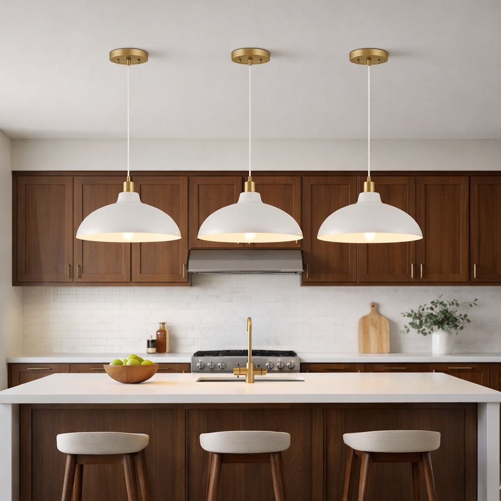Astral Single Light White Pendant Lamp for Kitchen Island