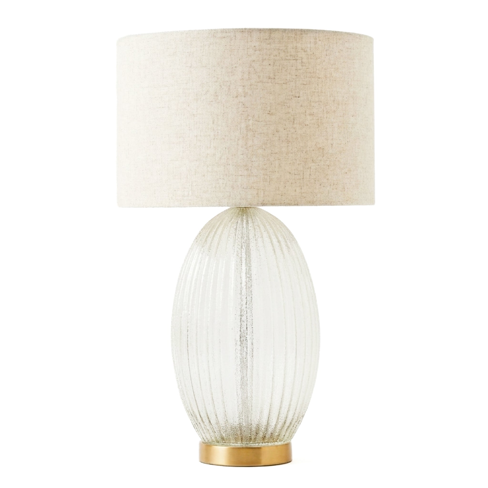 Aurora Ribbed Glass Lamp Base Clear Table Lamp and Shade