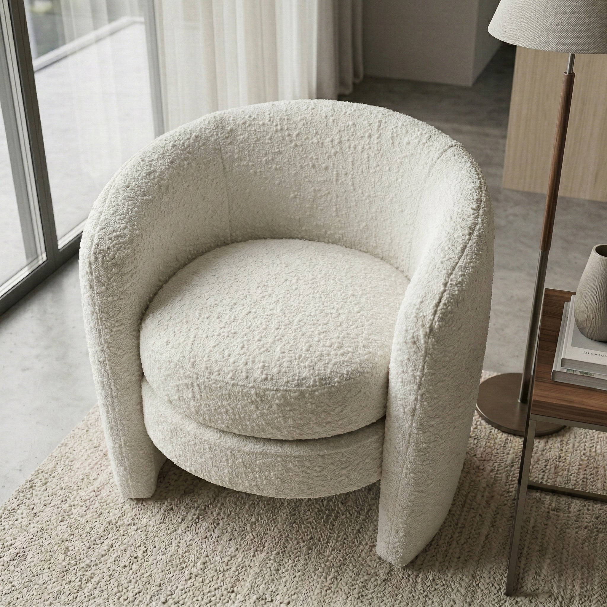 Axis White Boucle Lounge Chair