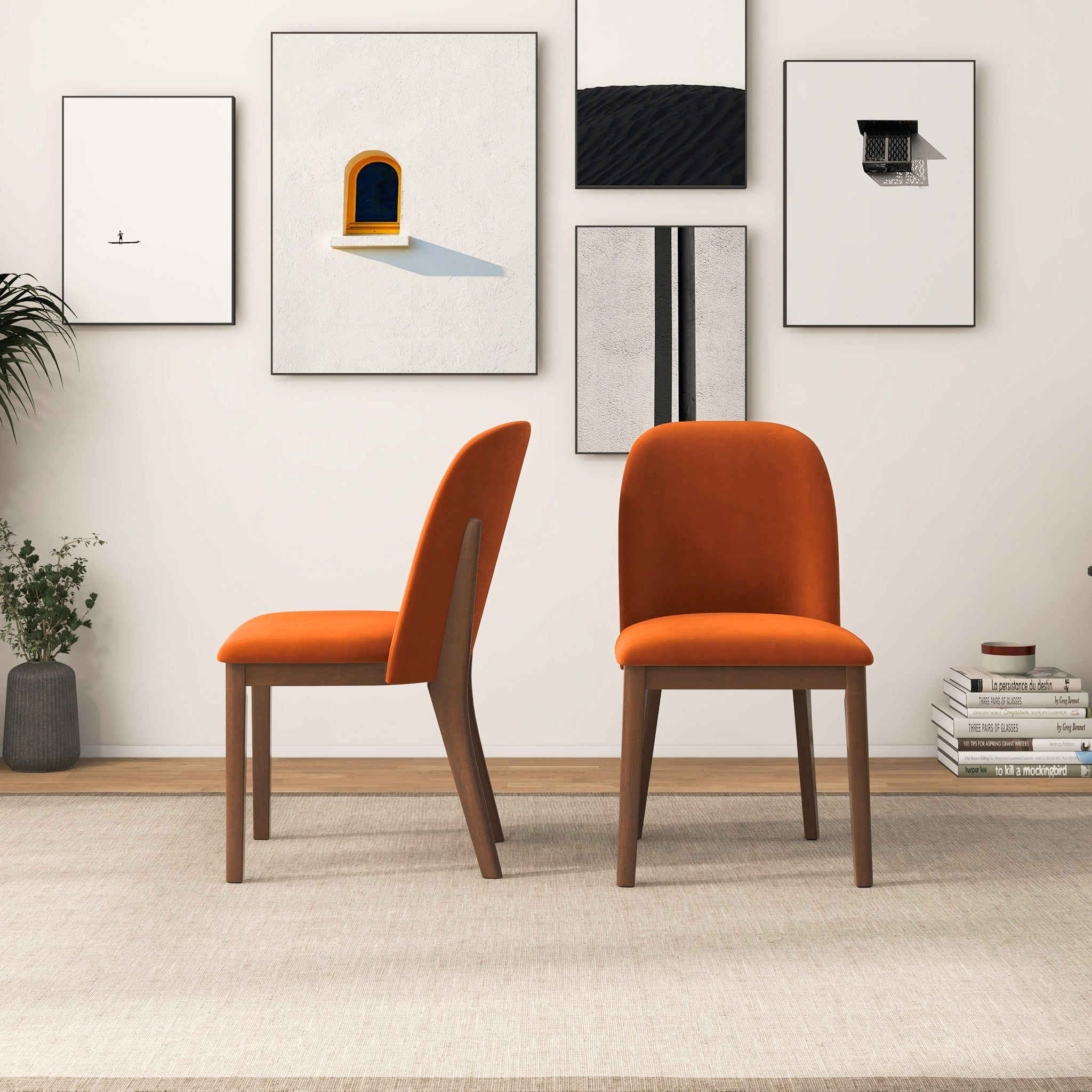 Belfast Burnt Orange Velvet Dining Chair - Set of 2